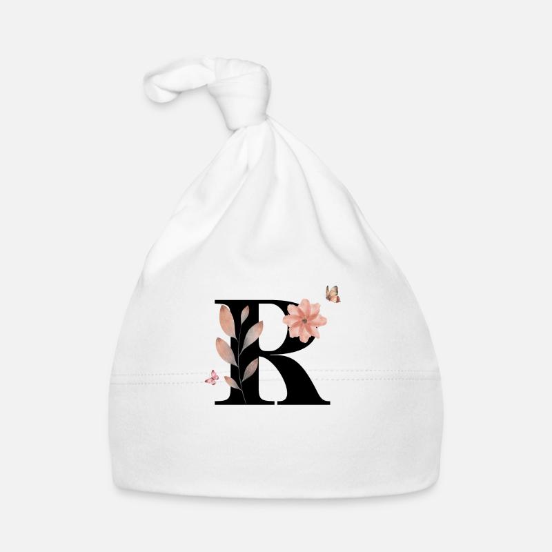 Lettre r fleurs sauvages aquarelles Bonnet bio Bébé