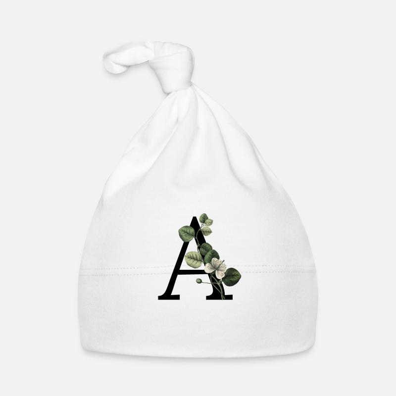 lettre a botanique vert Bonnet bio Bébé