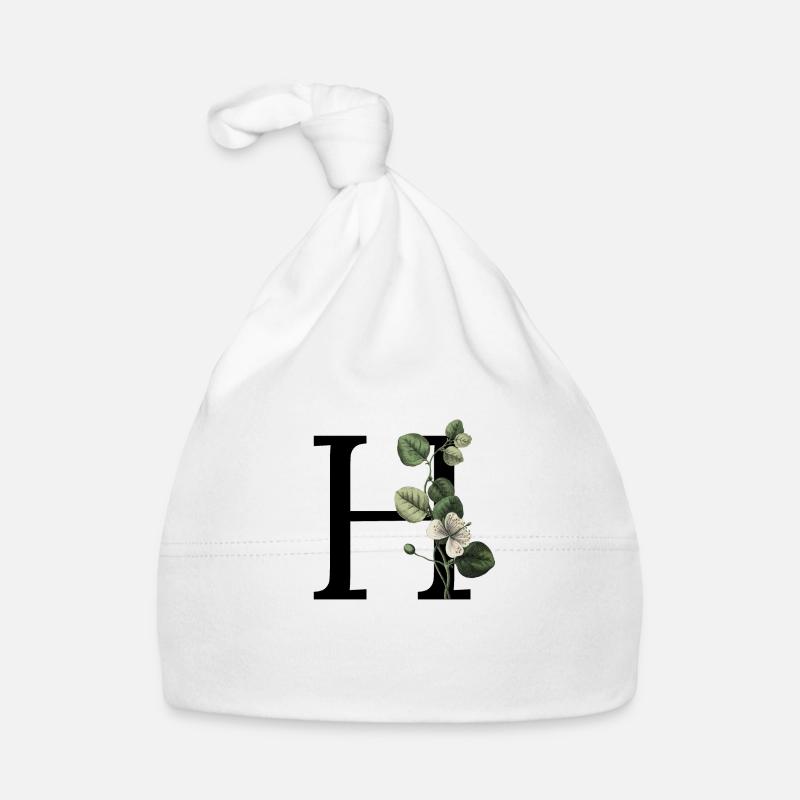 Buchstabe H Botanisches Grün Baby Bio-Mütze