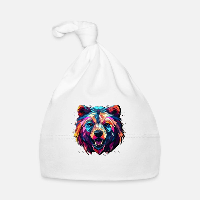 Abstract Bear Design - Bear Print Organic Baby Cap