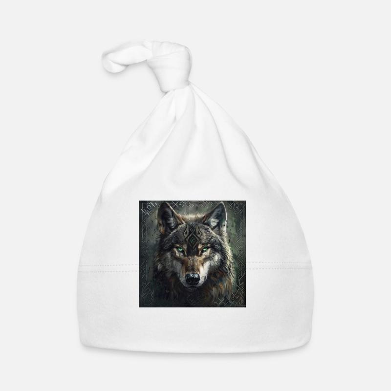 Wikinger Wolf Odins Wölfe Geri & Freki Valhalla - Baby Bio-Mütze - Weiß