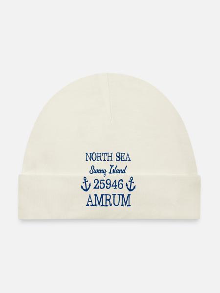 Amrum - 25946 - Nordsee Insel - Baby Bio-Mütze - Weiß - Vorne