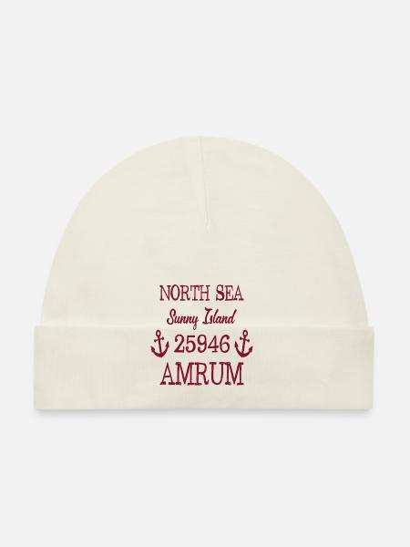 Amrum - 25946 - Nordsee Insel - Baby Bio-Mütze - Weiß - Vorne