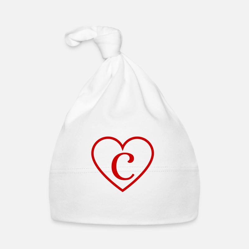 Lettre c cœur rouge Bonnet bio Bébé
