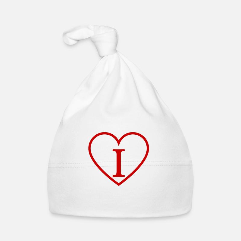 Letter i red heart Organic Baby Cap