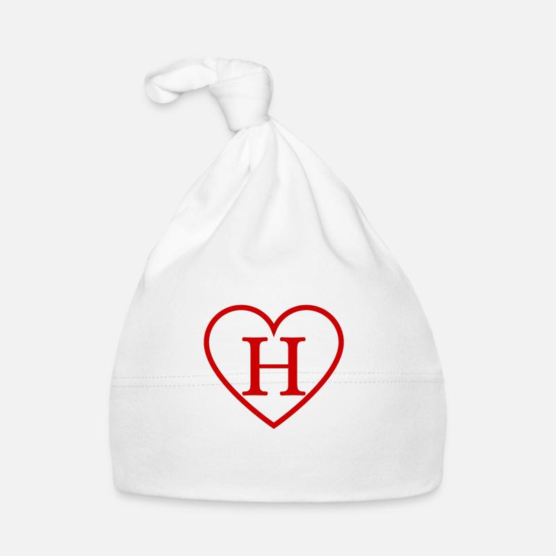 Buchstabe h rotes Herz Baby Bio-Mütze