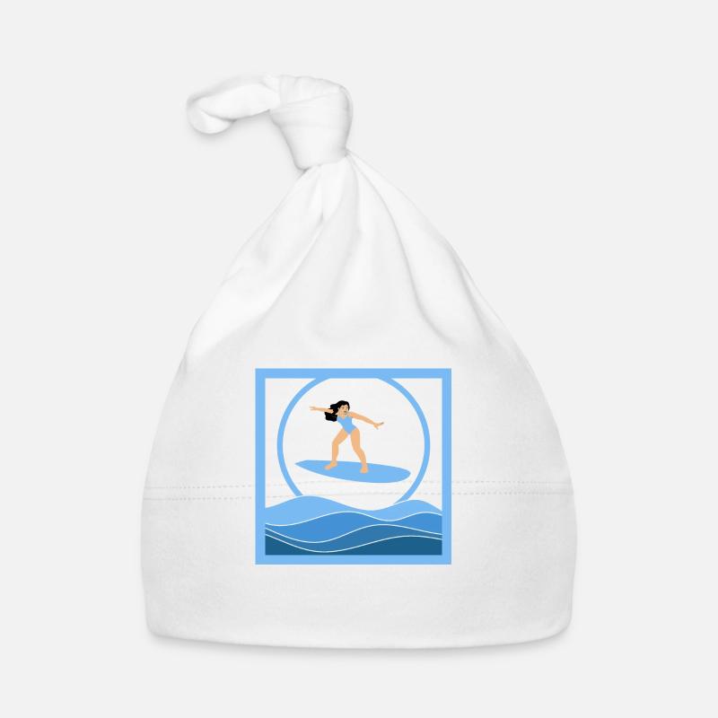 Brauner Surfer über den Wellen Baby Bio-Mütze
