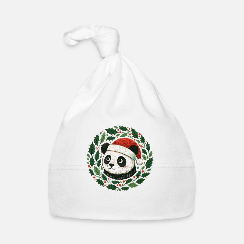Christmas Panda Bear Organic Baby Cap