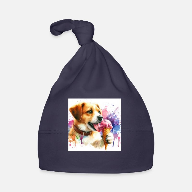 Hund isst Eis Baby Bio-Mütze