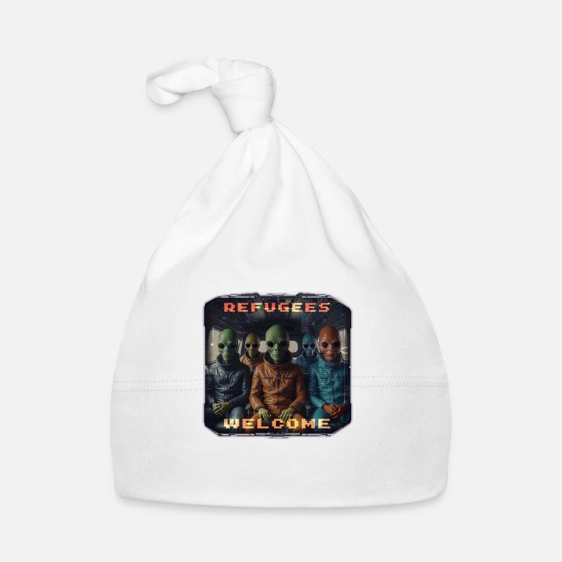 Out of Space - Refugees Welcome Design - Version 3 Baby Bio-Mütze