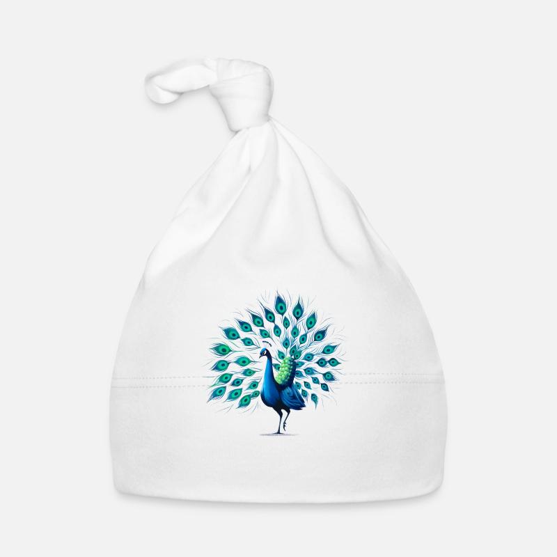 Pfau - Baby Bio-Mütze - Weiß