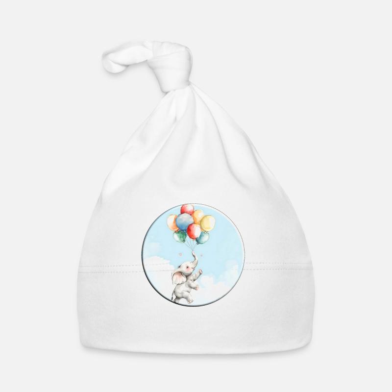 Elephant with Colorful Balloons as a Lucky Charm Organic Baby Cap