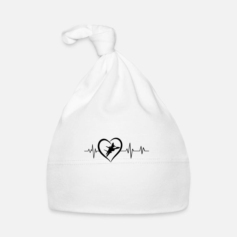 battement de cœur avion de chasse - Bonnet bio Bébé - blanc