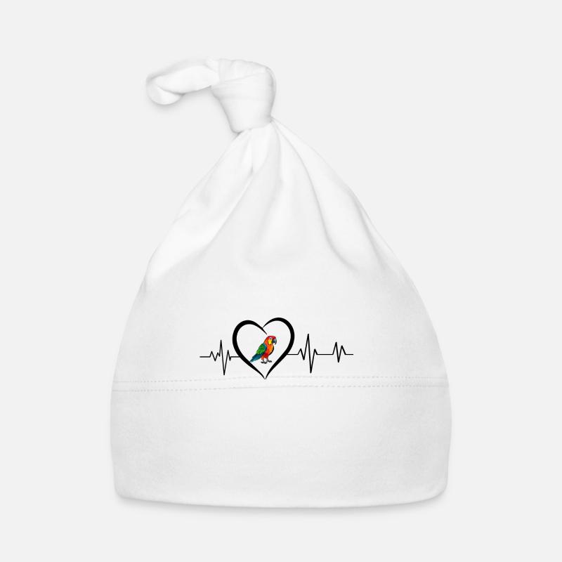 battement de cœur perroquet - Bonnet bio Bébé - blanc