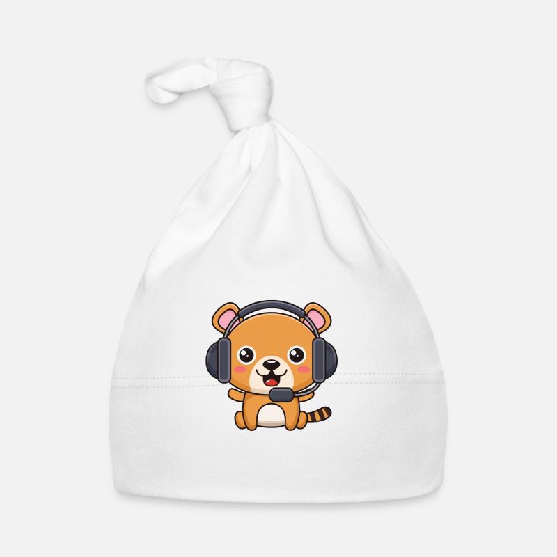 Bear with headset Organic Baby Cap