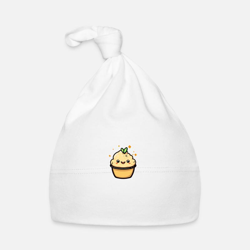 Smiling Hummus Dip - Organic Baby Cap - white