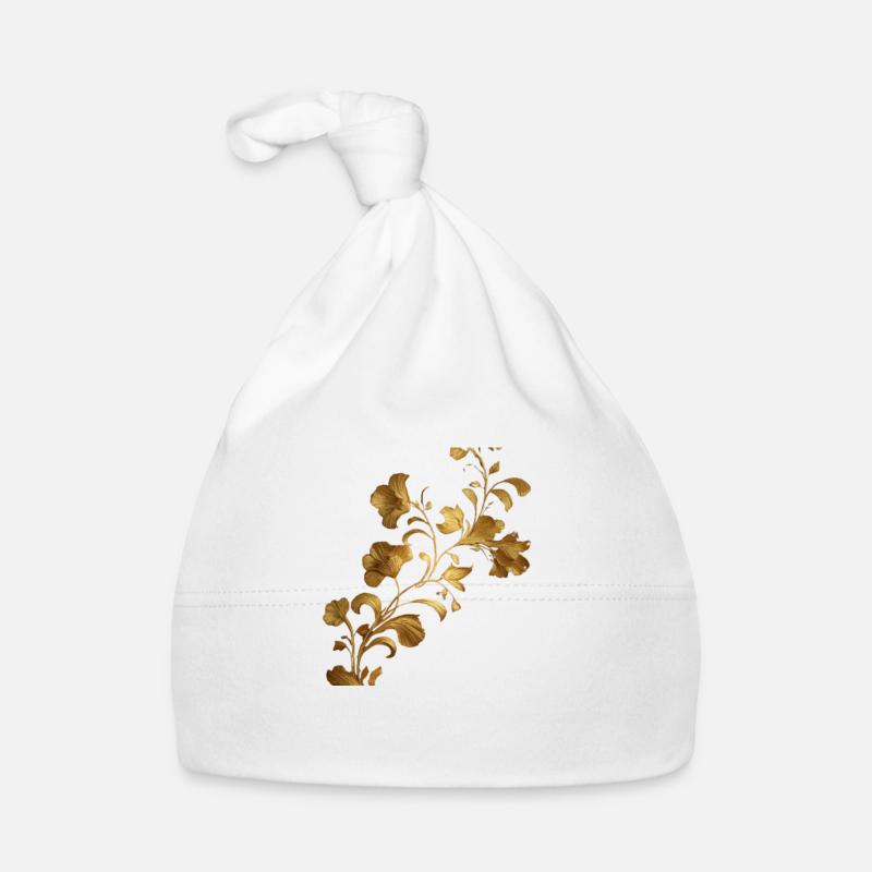 Vignes et fleurs tourbillonnantes - Bonnet bio Bébé - blanc