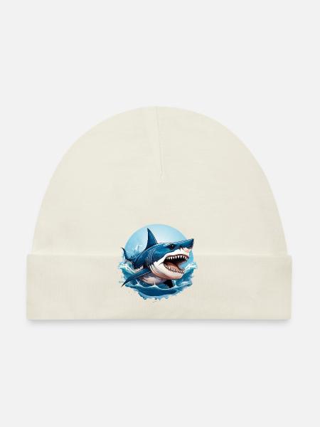 Sauvage en colère animal grand requin blanc motivation - Bonnet bio Bébé - blanc - Devant