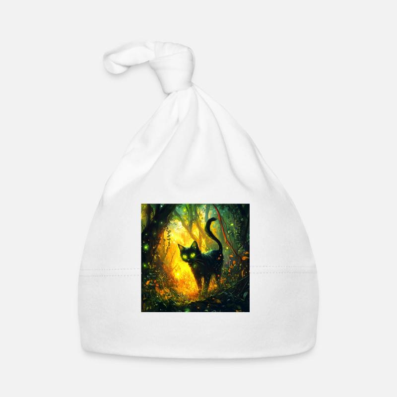 FANTASY Forest Cat - Baby Bio-Mütze - Weiß