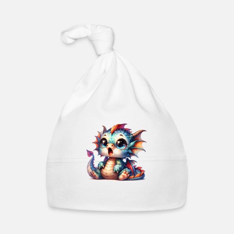 Cute dragon baby with surprised face Organic Baby Cap