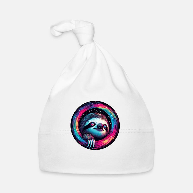 Cosmic Sloth Galaxy Art Organic Baby Cap