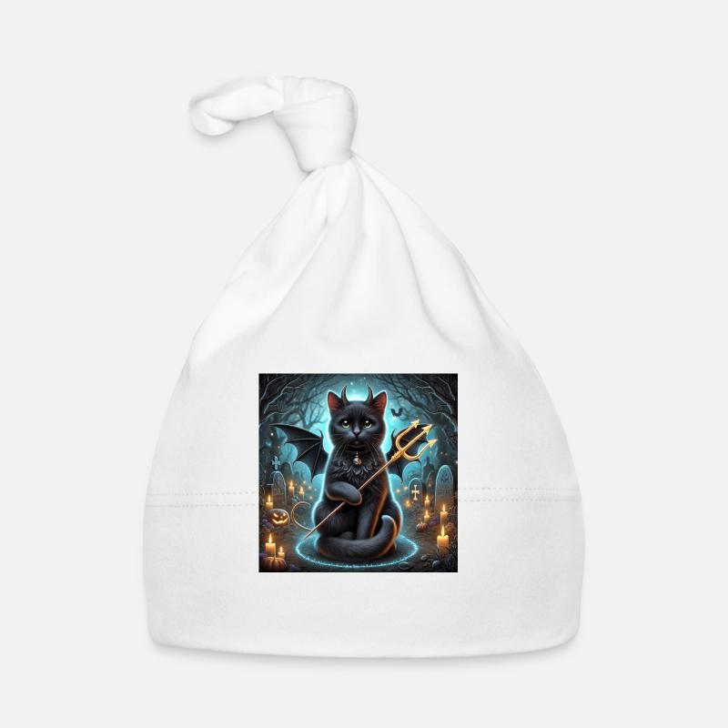 Evil Winged Black Cat halloween Organic Baby Cap