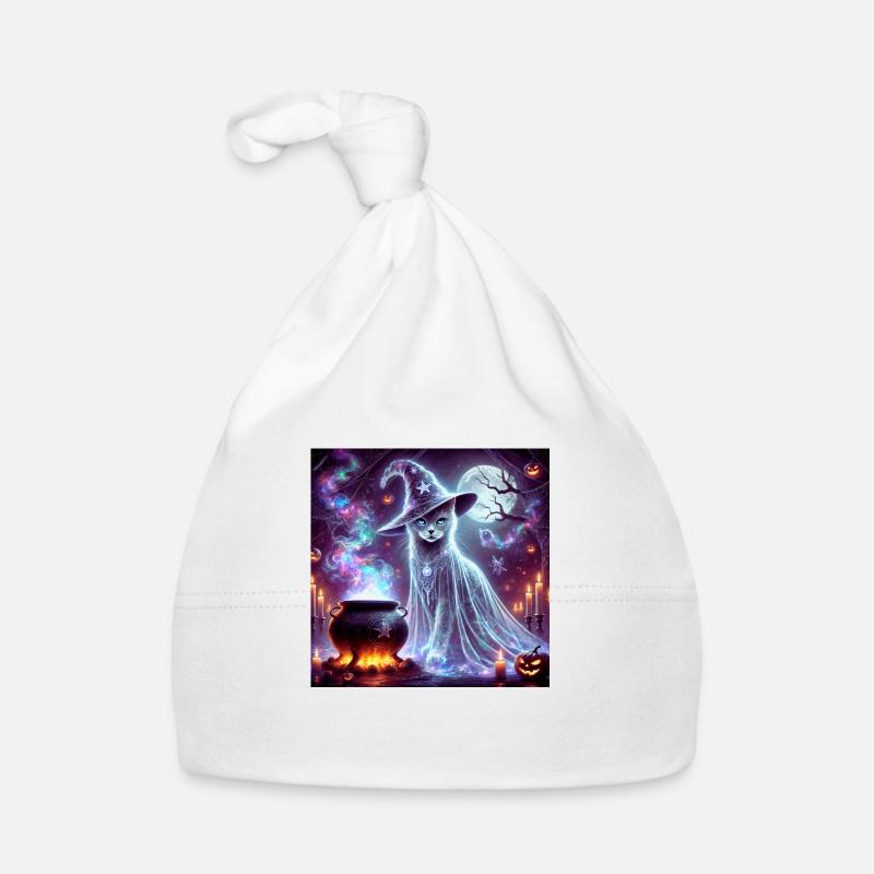 Mysterious Wizard Ghost Cat Organic Baby Cap