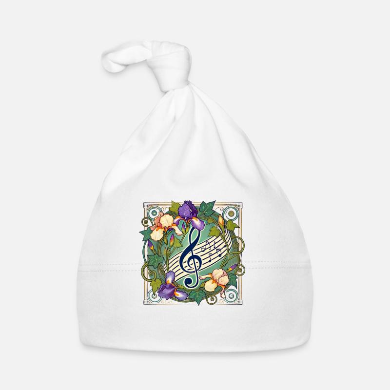 Clé de sol - Bonnet bio Bébé - blanc