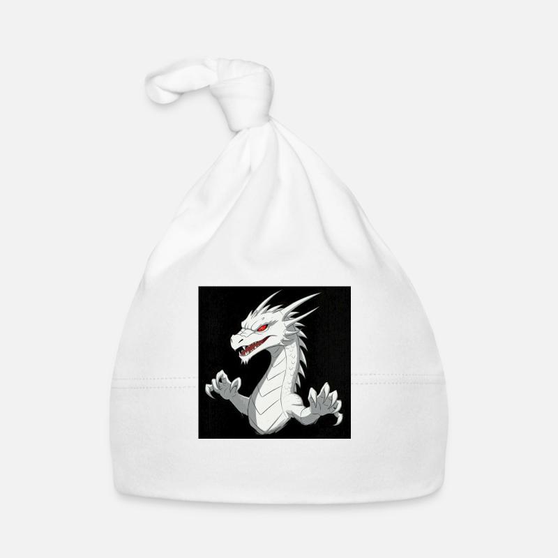 Shining White Dragon Organic Baby Cap