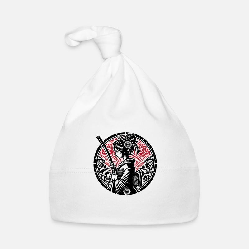 Samurai-Mädchen - Baby Bio-Mütze - Weiß