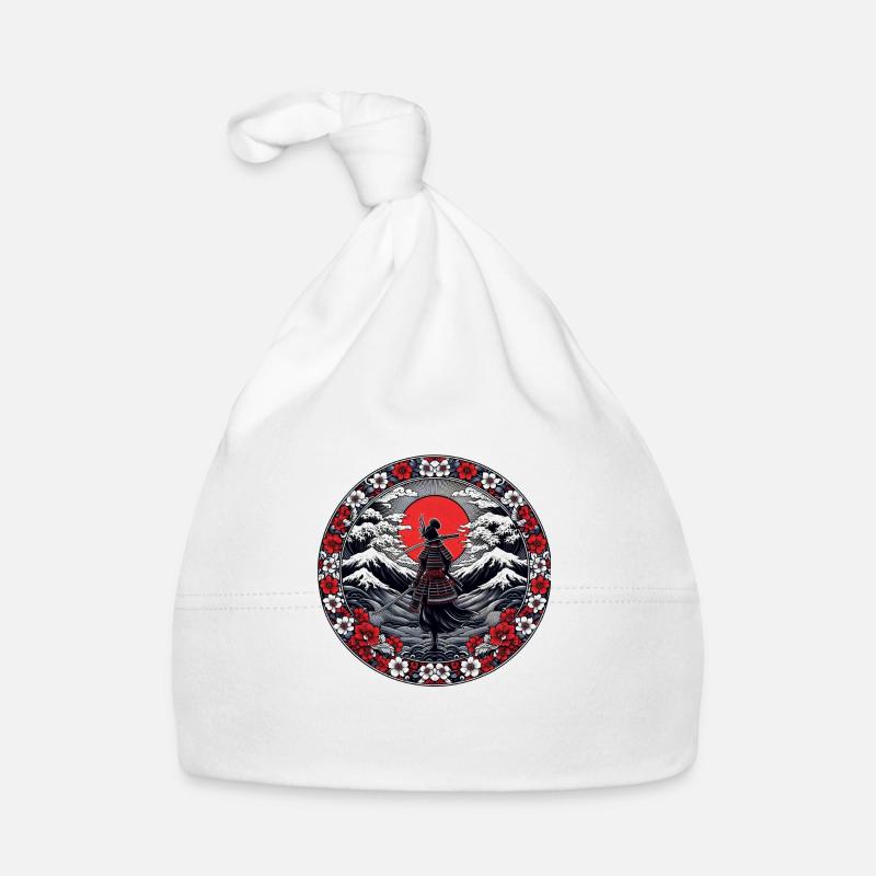 Ombre Samurai Mädchen Kirschblüte - Baby Bio-Mütze - Weiß