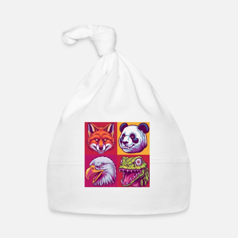 Pop art animals fox panda eagle snake Halloween Organic Baby Cap