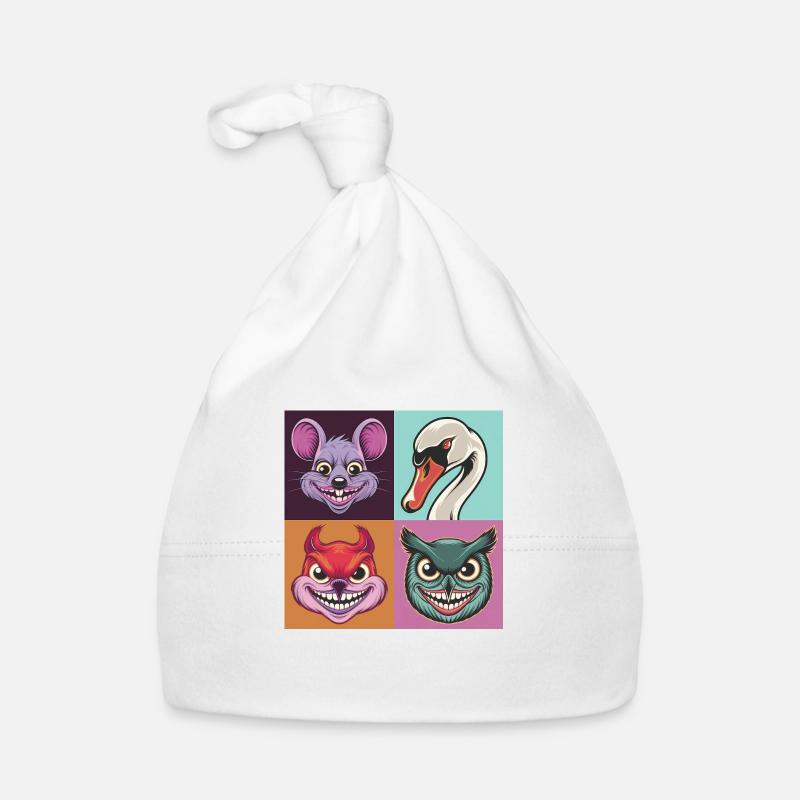 Pop-art Schwan Maus Eichhörnchen Eule Smile Baby Bio-Mütze