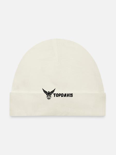 Topdavis Logo - Baby Bio-Mütze - Weiß - Vorne