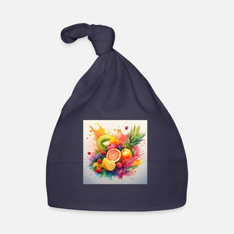 Vibrant Fruit Splash Art Organic Baby Cap