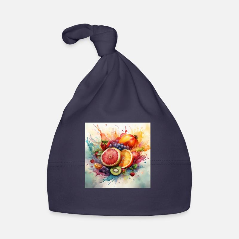 Vibrant Fruit Explosion Art Organic Baby Cap