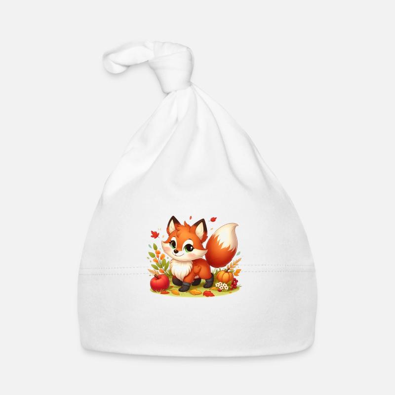 Fuchs Herbst - Baby Bio-Mütze - Weiß