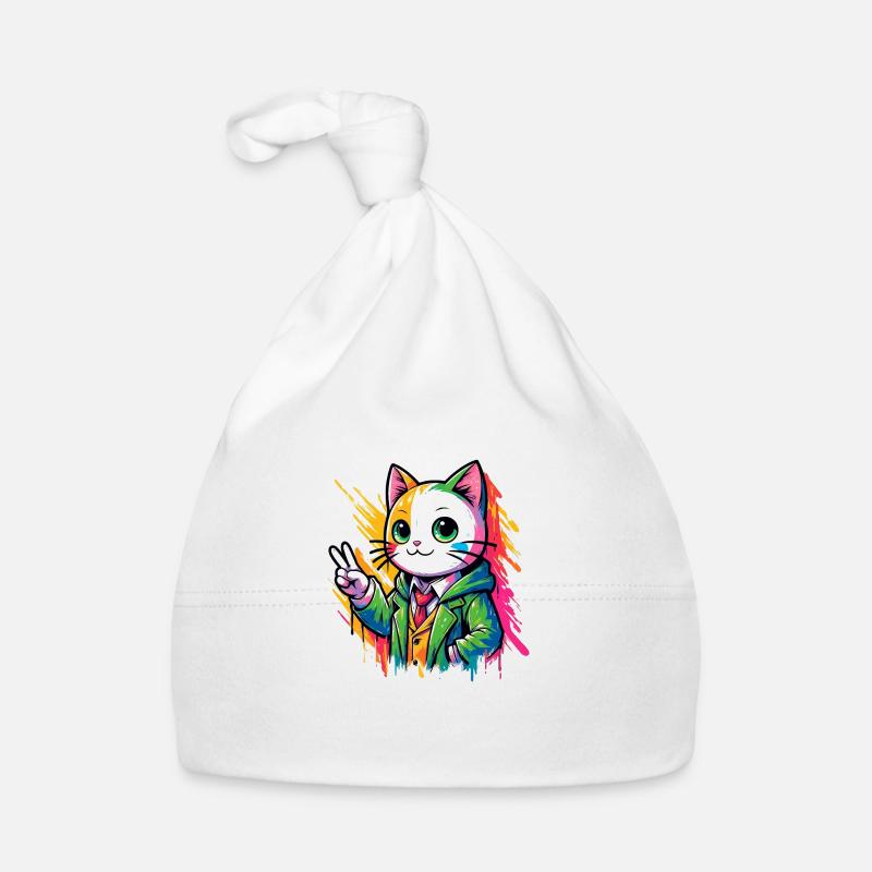 Chat Peace signe de paix Bonnet bio Bébé