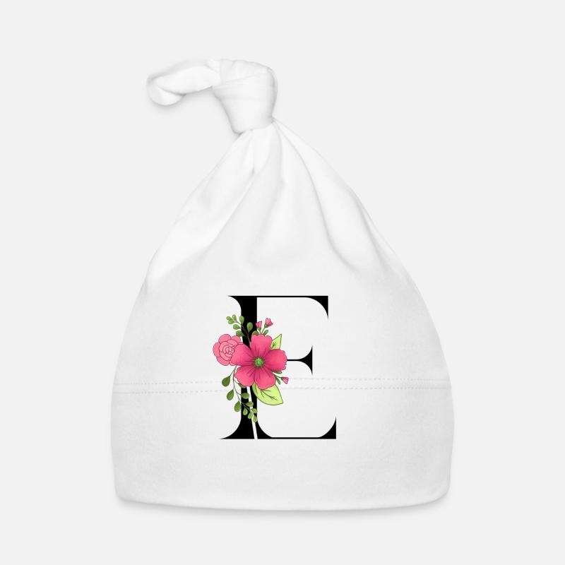 Eleganter Buchstabe 'E' mit Blumen Baby Bio-Mütze