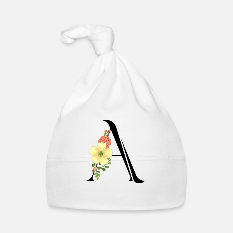 Eleganter Buchstabe 'A' mit Blumen Baby Bio-Mütze