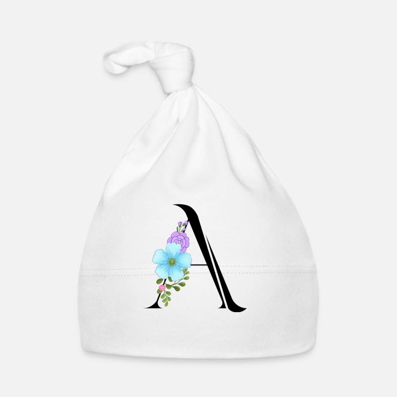Eleganter Buchstabe 'A' mit Blumen Baby Bio-Mütze
