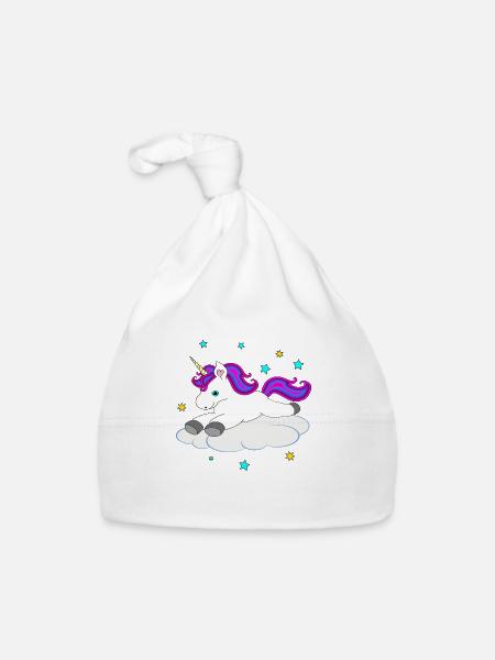 Süßes Einhorn auf Wolke - Baby Bio-Mütze - Weiß - Vorne