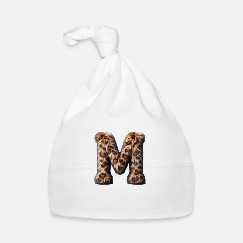 Fluffy letter M leopard fur Organic Baby Cap