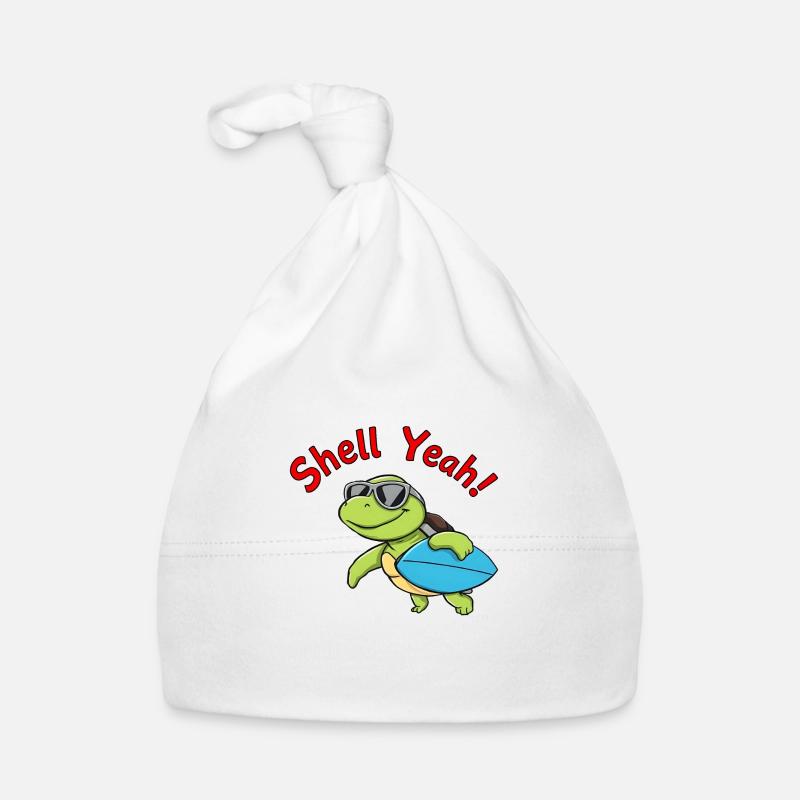 Joyful Cartoon Frog Surfing, Ready for Waves Organic Baby Cap