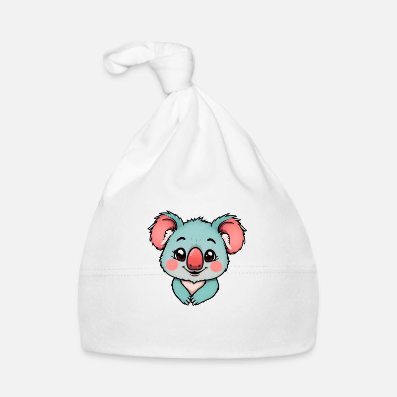 Fröhlicher Cartoon-Koala mit blaugrünem Fell Baby Bio-Mütze