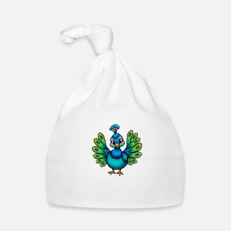 Charmant paon bleu avec chapeau de fleur Bonnet bio Bébé