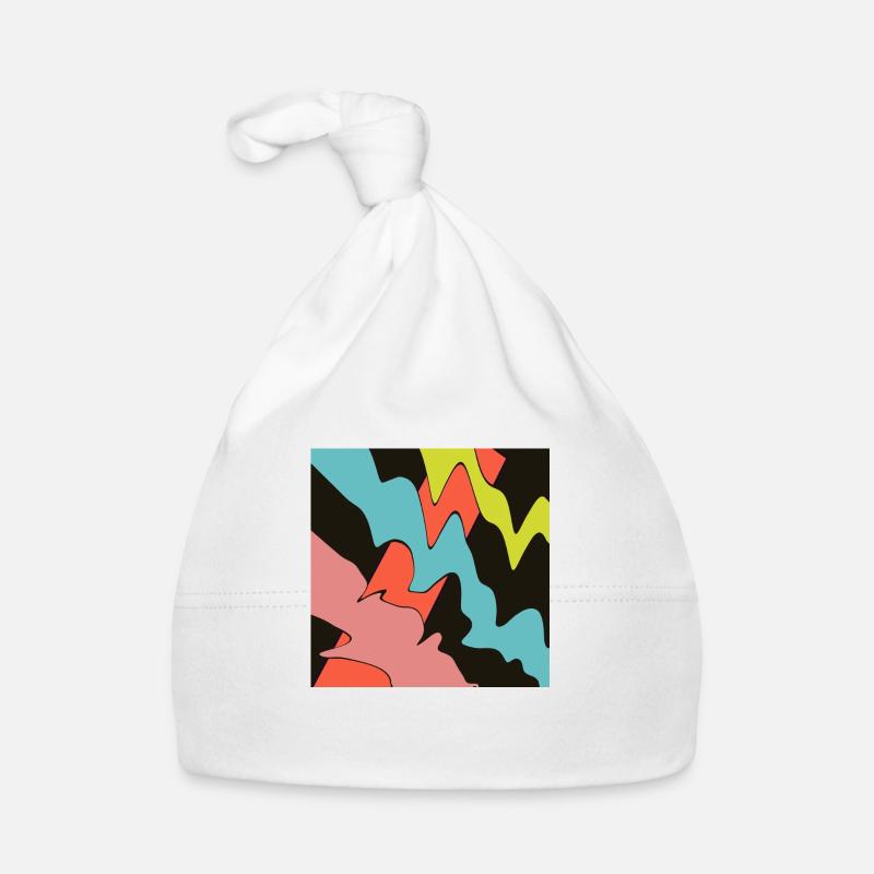 Square orange, with three patterns. - Organic Baby Cap - white