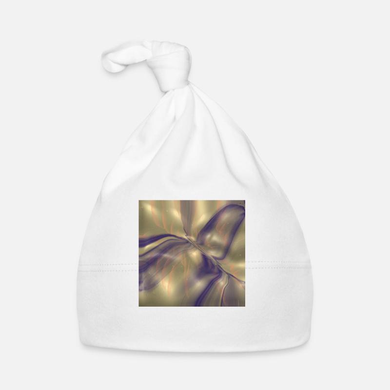 Motif bleu sur or ! - Bonnet bio Bébé - blanc