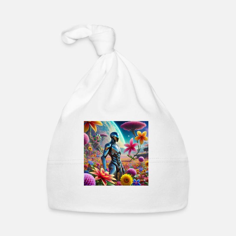 Hippieroboter - Baby Bio-Mütze - Weiß