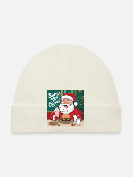 Santa’s Cheat Day - Funny Christmas Design - Bonnet bio Bébé - blanc - Devant